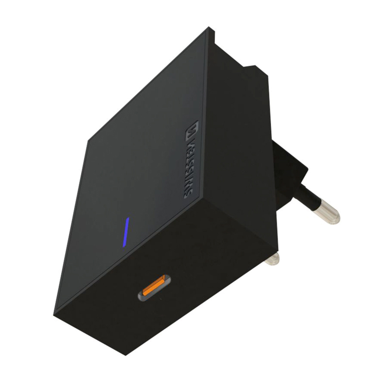 SWISSTEN nabíječka USB-C - EU koncovka - černá; 22050400