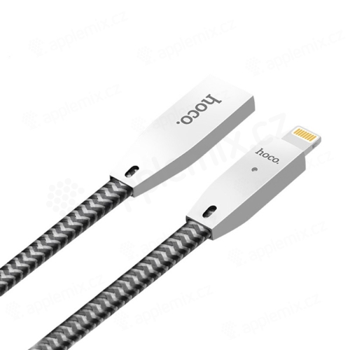 Synchronizační a nabíjecí kabel HOCO Lightning pro Apple iPhone / iPad / iPod - samovypínací - nylonový - reflexní / černý