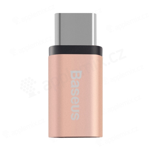 Redukce / adaptér Baseus micro USB / USB-C - růžová - rose gold