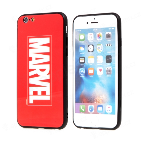 Kryt MARVEL pro Apple iPhone 6 / 6S - sklo / guma - červený