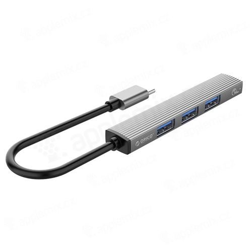 Rozbočovač / hub ORICO pro Apple MacBook - USB-C na 4x USB-A - mini provedení - šedý