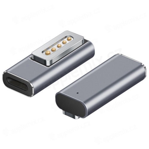 Adaptér pre Apple MacBook - USB-C samica / MagSafe 2 samec - kovový - sivý