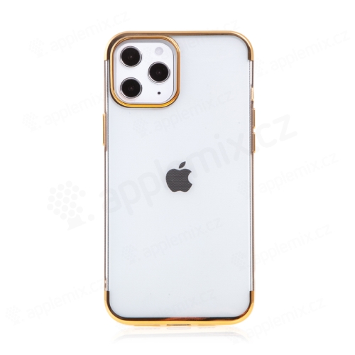 Kryt FORCELL Electro pro Apple iPhone 12 / 12 Pro - gumový - průhledný / zlatý