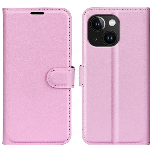 Puzdro pre Apple iPhone 15 - stojan - umelá koža - ružové