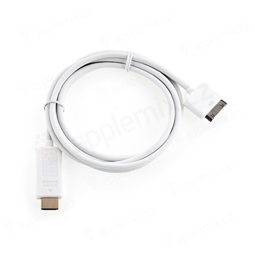 Propojovací HDMI / 30-pin kabel pro Apple iPhone 4 / 4S, iPad 2. a 3.gen., iPod touch 4.gen. - bílý