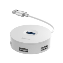 Adaptér / HUB rozbočovač BASEUS Round Box 1x USB 3.0 + 3x USB 2.0 - bílý