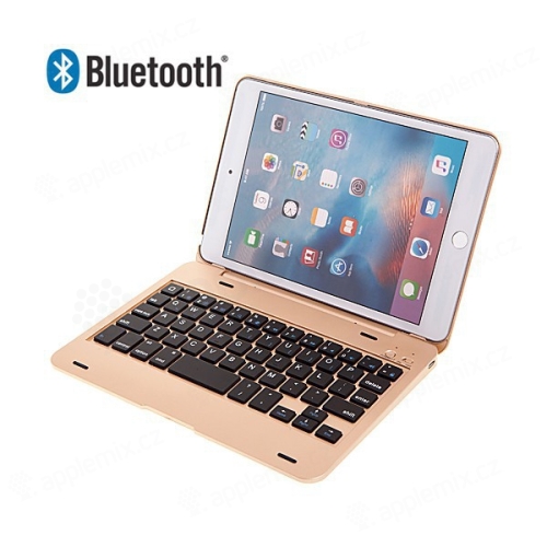 Mobilní klávesnice bluetooth 3.0 s krytem pro Apple iPad mini 4 - zlatá