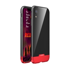 Kryt LUPHIE pro Apple iPhone Xr - kov / sklo - černý / červený