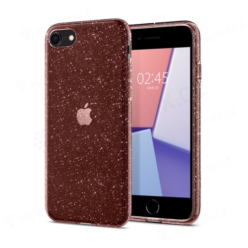 Kryt SPIGEN Crystal Glitter pro Apple iPhone 7 / 8 / SE 2020 (2020) / SE (2022) - gumový - růžové třpytky