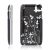 Ochranný plastový kryt pro Apple iPhone 3G/3GS - černý s průhledným rámečkem a stříbrným květinovým motivem