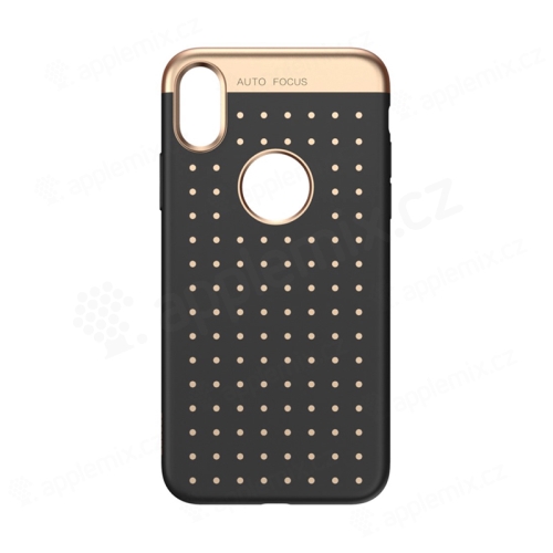 Kryt BASEUS Star pro Apple iPhone X / Xs - gumový - černý + zlaté puntíky