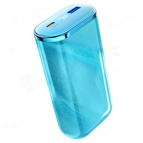 Externá batéria / powerbanka ACEFAST - USB-A + USB-C - LCD - tekutý piesok - 10000 mAh - modrá