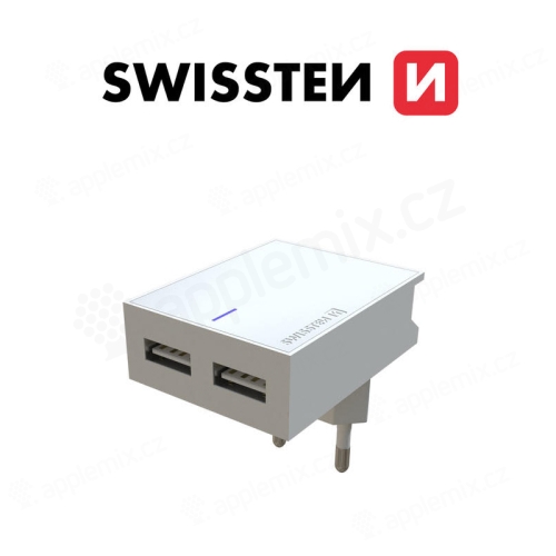 Nabíjačka / EÚ adaptér SWISSTEN - 2x USB - 15W - biela