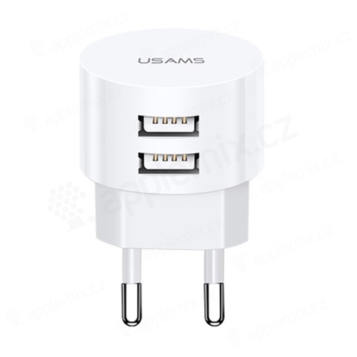 Nabíječka / adaptér USAMS - 2x USB (2,1A) - kulaté provedení - bílá