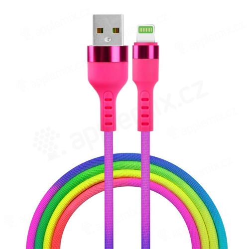 Nabíjecí kabel SETTY Rainbow pro Apple iPhone / iPad - USB-A / USB-C - duhový - 1,2m