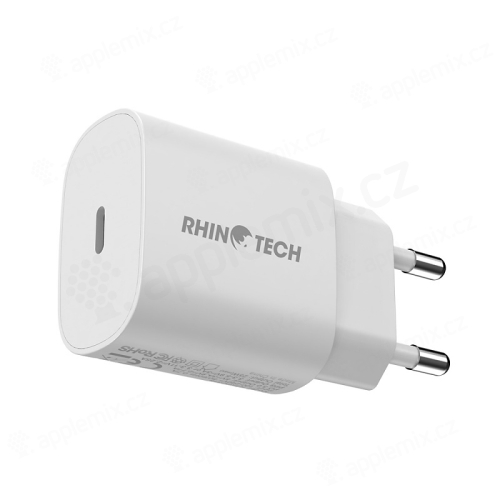 25W EU adaptér / nabíječka RHINOTECH - USB-C pro Apple iPhone / iPad - bílý