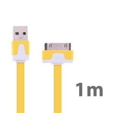 Synchronizační a nabíjecí plochý USB kabel pro Apple iPhone / iPad / iPod - žlutý