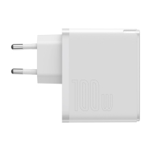 2v1 nabíjecí sada BASEUS pro Apple MacBook - EU GaN2 adaptér 100W a kabel USB-C - USB-C - bílá