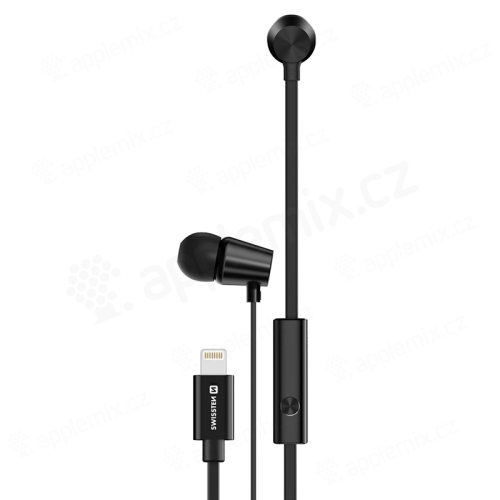 Sluchátka SWISSTEN s mikrofonem pro Apple iPhone / iPad - konektor Lightning - černá