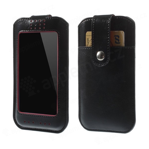 Ochranné puzdro pre Apple iPhone 6 / 6S s magnetickým zatváraním a otvorom na kreditnú kartu - čierne