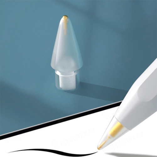 Náhradní hrot pro Apple Pencil 1 / Pencil 2 - plastový / kovový - jehlový - průhledný - 2ks