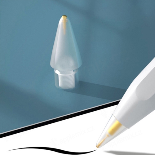 Náhradní hrot pro Apple Pencil 1 / Pencil 2 - plastový / kovový - jehlový - průhledný