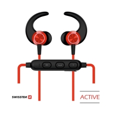 Sluchátka SWISSTEN Active - bezdrátová - Bluetooth 4.2 - mikrofon + ovládání - červená