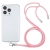 Kryt pre Apple iPhone 13 Pro - Šnúrka - Gumový - Priehľadný / Ružová šnúrka