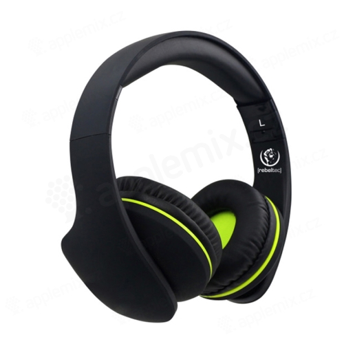 Bezdrátová Bluetooth sluchátka REBELTEC Viral - rádio + AUX - černá / zelená