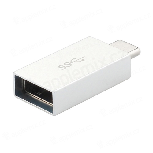 Adaptér USB-C samec na USB-A 3.2 samica pre Apple MacBook - kovový - strieborný