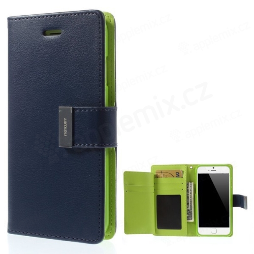 Flipové puzdro Mercury - peňaženka pre Apple iPhone 6 / 6S - s priestorom na kreditné karty - modro-zelené