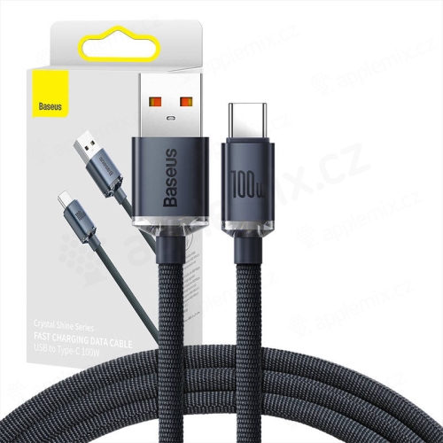 Nabíjací kábel BASEUS Crystal USB-A / USB-C - podpora 100 W - 1,2 m - šnúrka - sivá