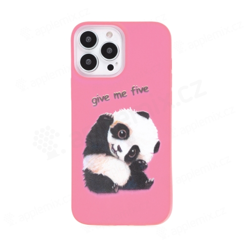 Kryt pre Apple iPhone 13 Pro Max - roztomilá panda - gumový - ružový
