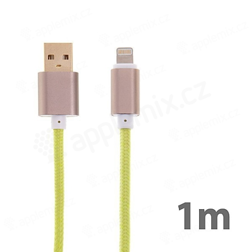 Synchronizační a nabíjecí kabel Lightning pro Apple iPhone / iPad / iPod - nylonový - zelený - 1m