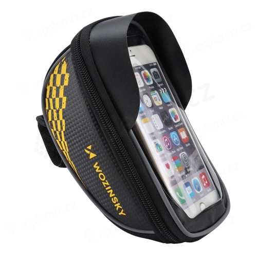 WOZINSKY WBB18BK športové puzdro / taška na bicykel pre Apple iPhone - na predstavec - čierna / oranžová