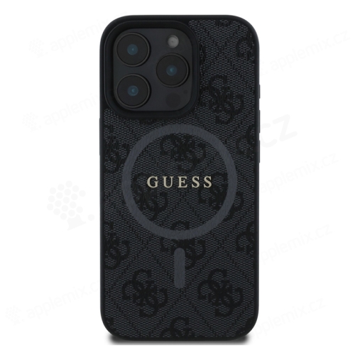 Kryt GUESS 4G Colored Ring pro Apple iPhone 16 Pro - umělá kůže - podpora MagSafe - černý