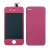 LCD panel včetně dotykového skla (digitizéru) pro Apple iPhone 4 a zadního krytu (skla) - tmavě růžový