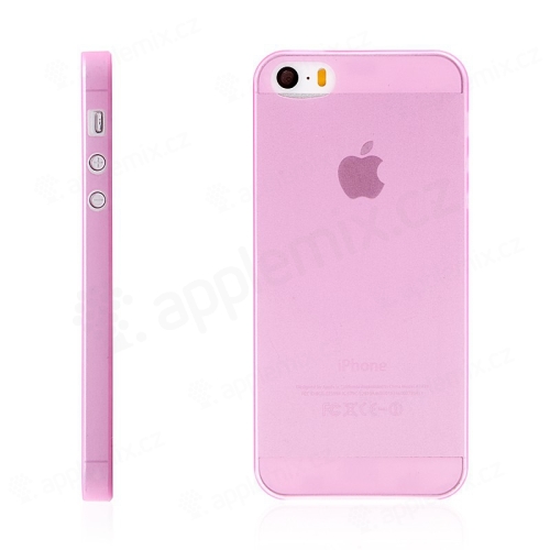 Kryt pro Apple iPhone 5 / 5S / SE - matný - plastový - tenký 0,5 mm - růžový