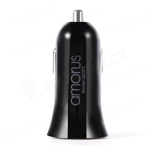 Autonabíječka / adaptér AMORUS - USB QC3.0 - pro bedrátové nabíječky - plastová - černá