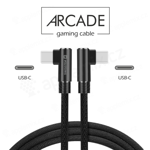 Nabíjecí kabel SWISSTEN Arcade pro Apple iPhone / iPad - USB-C / USB-C - 1,2m - tkanička - černý