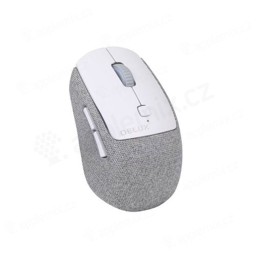 Myš optická bezdrátová DELUX - USB přijímač - 6 tlačítek - látková - šedá