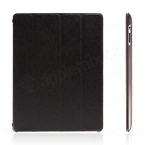Pouzdro + Smart Cover pro Apple iPad 2. / 3. / 4.gen. - černé průhledné - elegantní textura