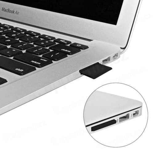 Přepojka / redukce Micro SD na SD kartu pro Apple MacBook Pro / Air - zkrácená / zapuštěná - černá