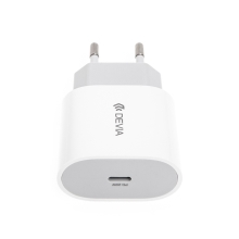 20W EU napájecí adaptér / nabíječka DEVIA - rychlonabíjecí - USB-C pro Apple iPhone / iPad - bílý