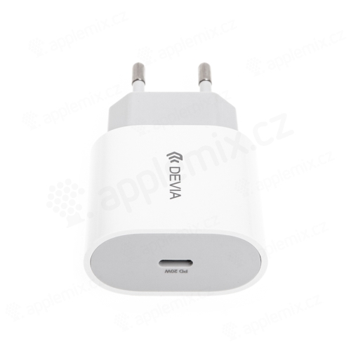 20W EU napájecí adaptér / nabíječka DEVIA - rychlonabíjecí - USB-C pro Apple iPhone / iPad - bílý