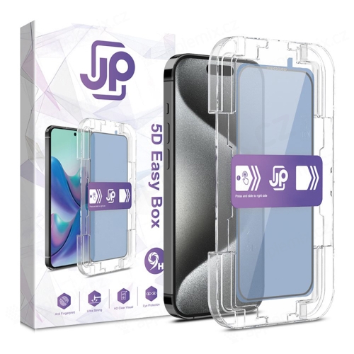 Tvrzené sklo (Tempered Glass) JP Easy Box pro Apple iPhone 15 Pro - 2,5D - rámeček pro nalepení