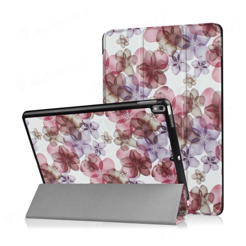 Puzdro/kryt pre Apple iPad Pro 10,5" / Air 3 (2019) - funkcia smart sleep + stojan - fialové kvety
