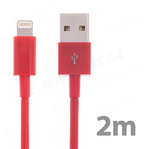 Synchronizační a nabíjecí kabel Lightning pro Apple iPhone / iPad / iPod  - silný - červený - 2m