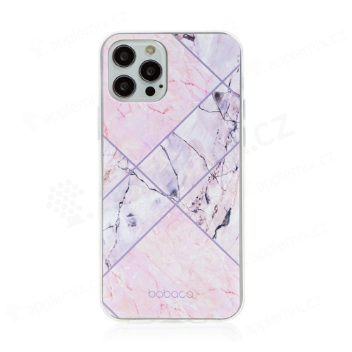 Kryt BABACO pro Apple iPhone 12 / 12 Pro - gumový - růžový mramor