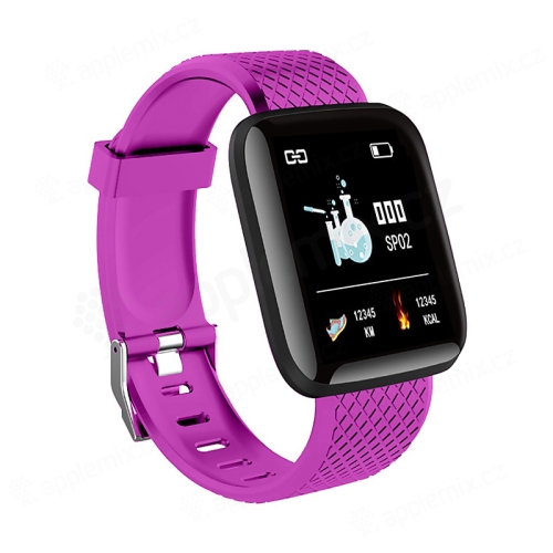 Fitness chytré hodinky Lemonda - tlakoměr / krokoměr / měřič tepu - Bluetooth - fialové